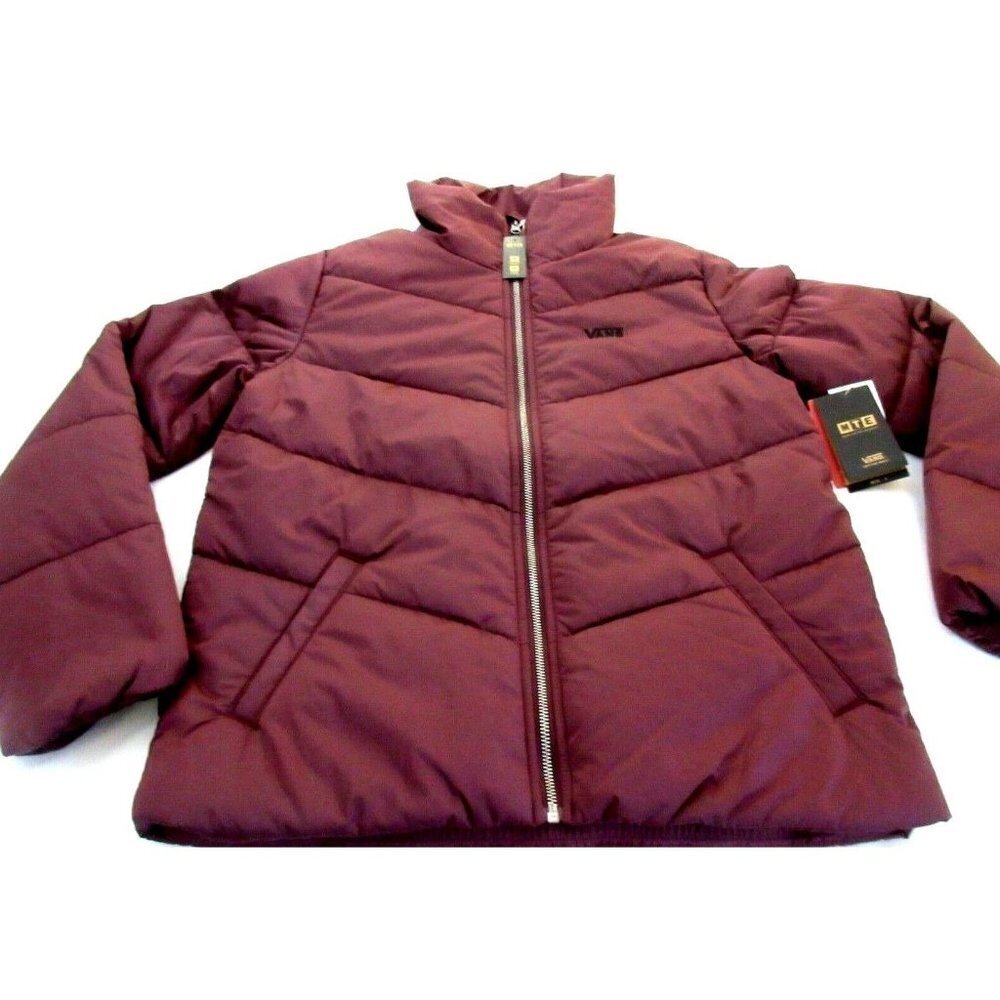 Vans Women's Foundry Puffer Mte-1 Full Zipper Jacket Catawba Grape Black NWT